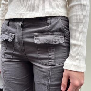Grey low rise cargo pants! Adjustable waist! Super low rise and cute!